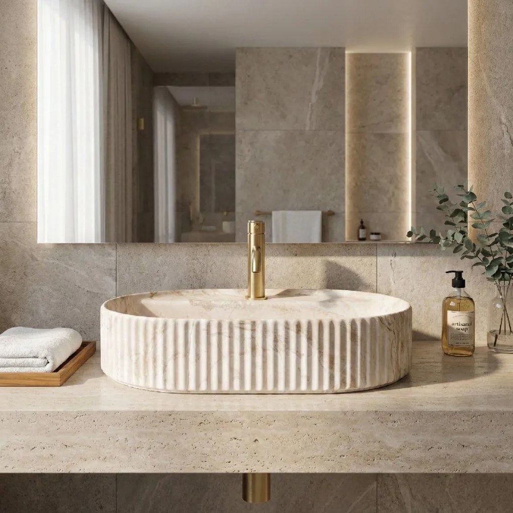 Rea Marcela Saturn, umývadlo na dosku 600×370×135 mm, béžová matná, REA-U3519