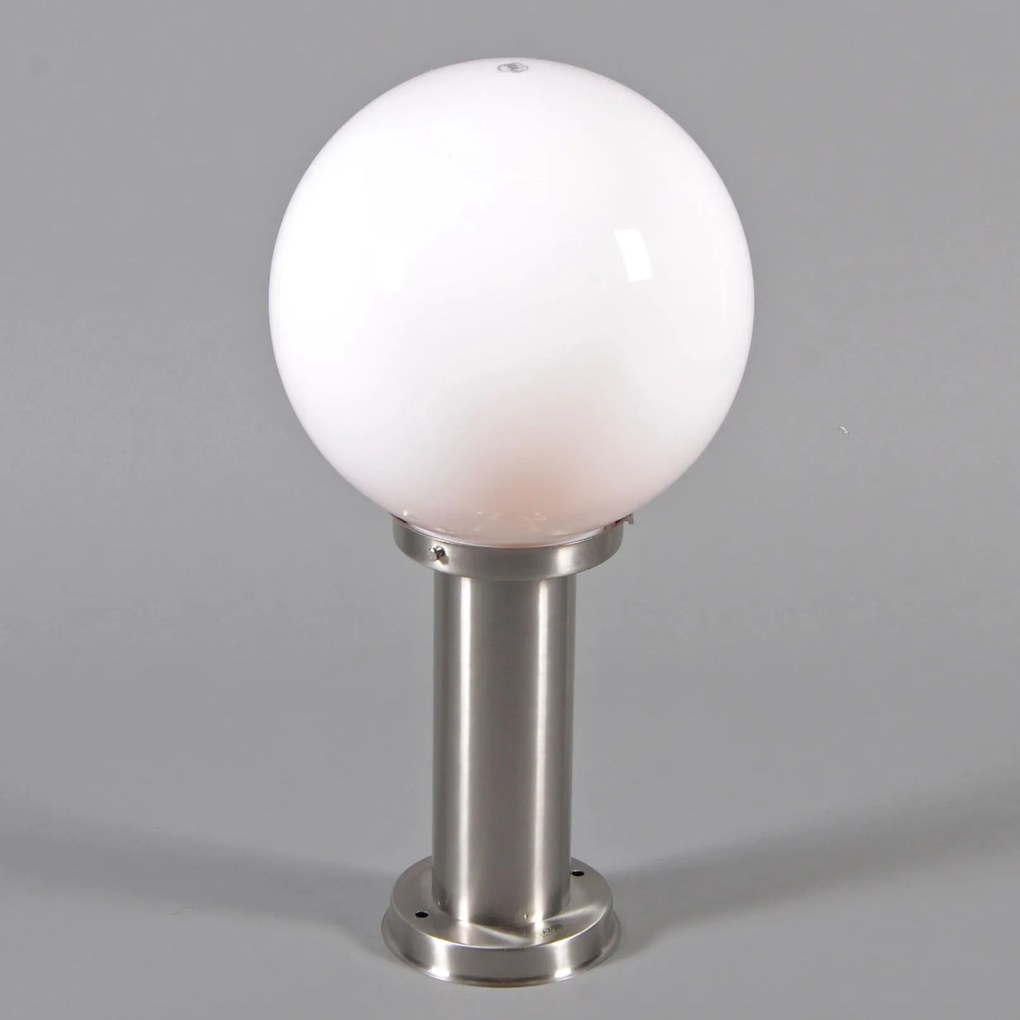 Vonkajšia lampa oceľ nerez 50 cm - Sfera so zemným hrotom a káblovou objímkou