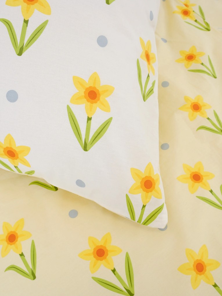 Predĺžené bavlnené obliečky Renforcé - Narcis bieložlté