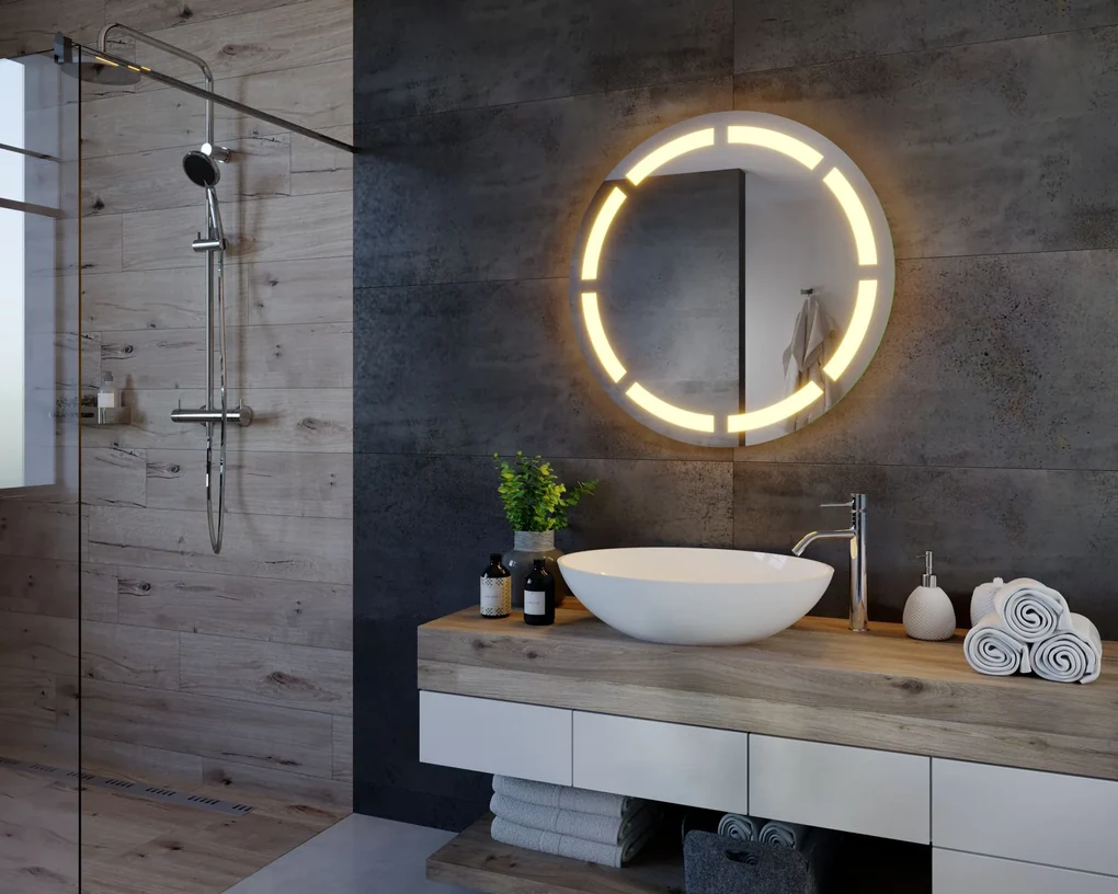 Okrúhle zrkadlo do kúpeľne s LED osvetlením C2
