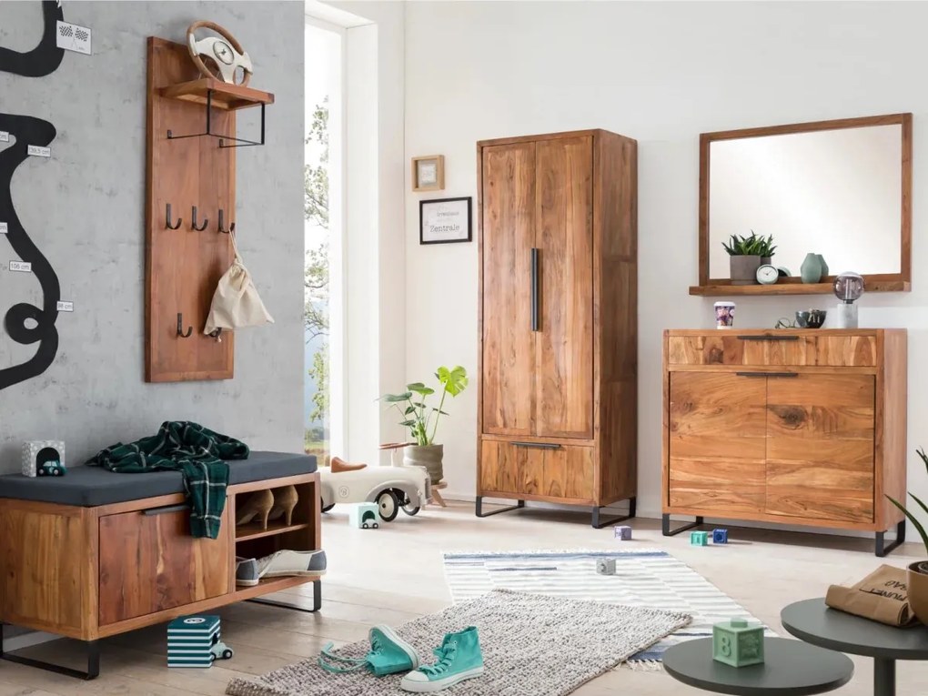 furniture-nabytek.cz - Masivní komoda Sydney Light z akácie, lakovaná, hnědá – 93×41×90 cm
