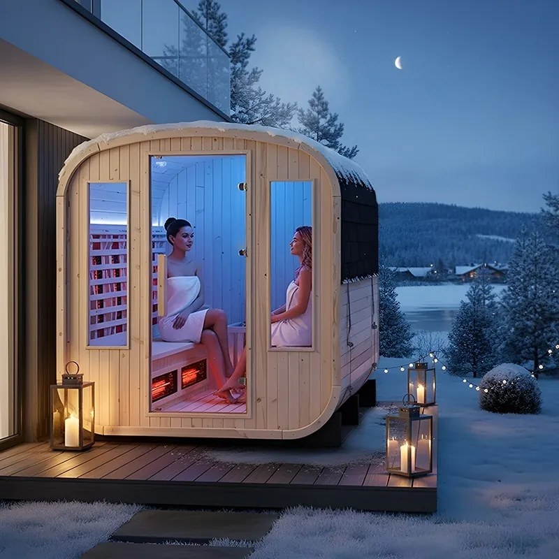BPS-koupelny Záhradná kombinovaná sudová sauna 2v1 HYD-4023 - Infrasauna + fínska sauna 180x200, 4-6 osôb