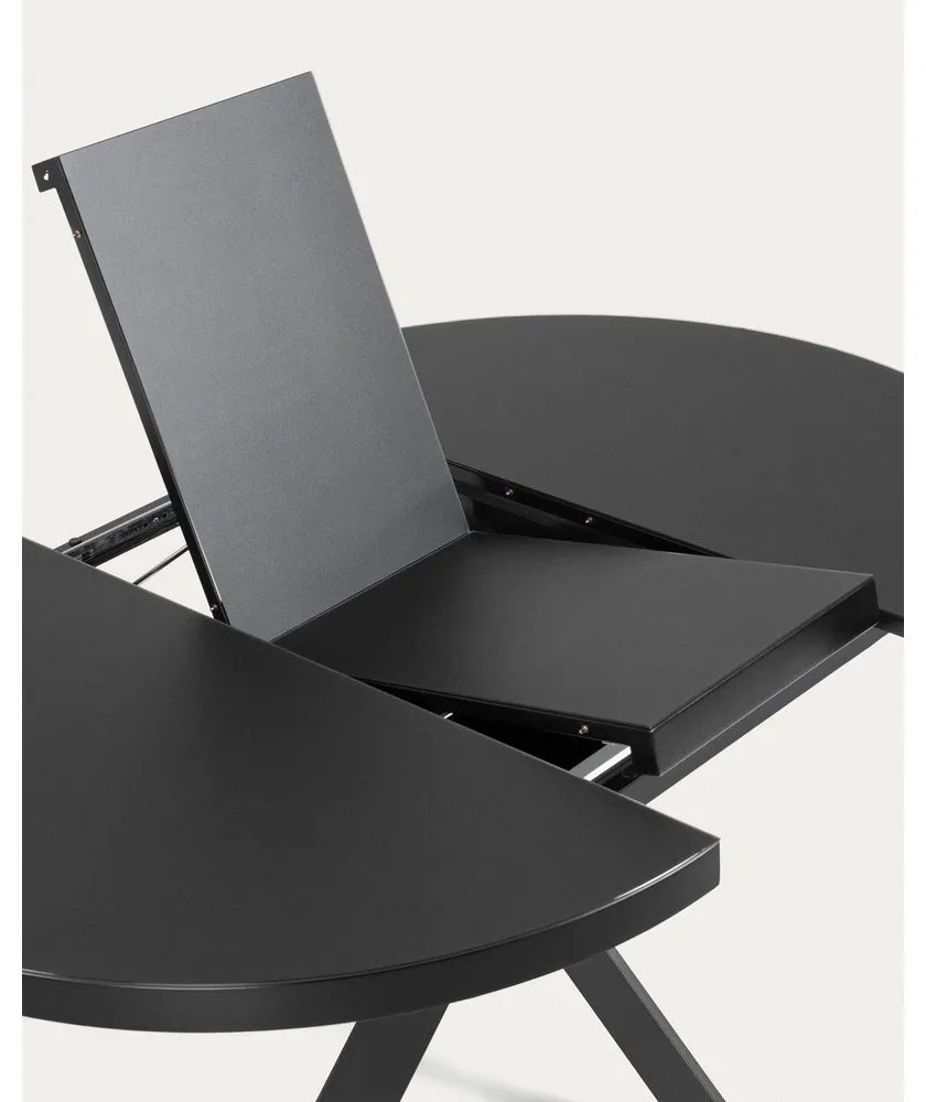 Čierny okrúhly rozkladací jedálenský stôl so sklenenou doskou ø 160 cm Vashti – Kave Home