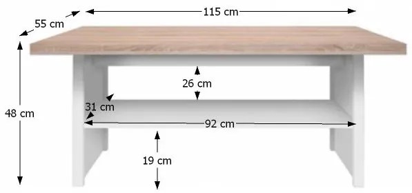 Konferenčný stolík Topty Typ 18 - biela / dub sonoma