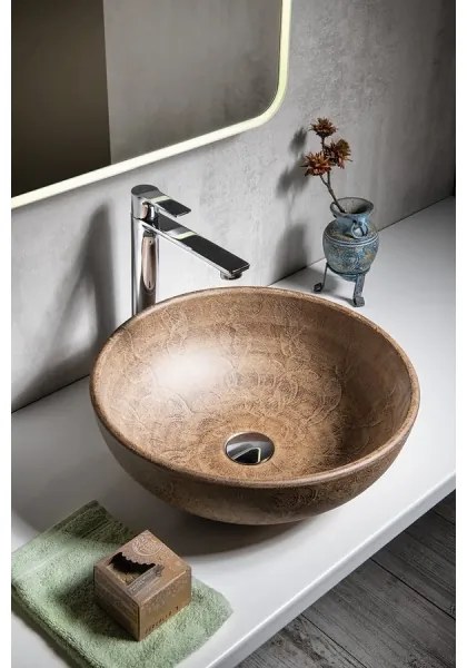Sapho - Umývadlo na dosku PRIORI pr. 41 cm keramika/hnedá