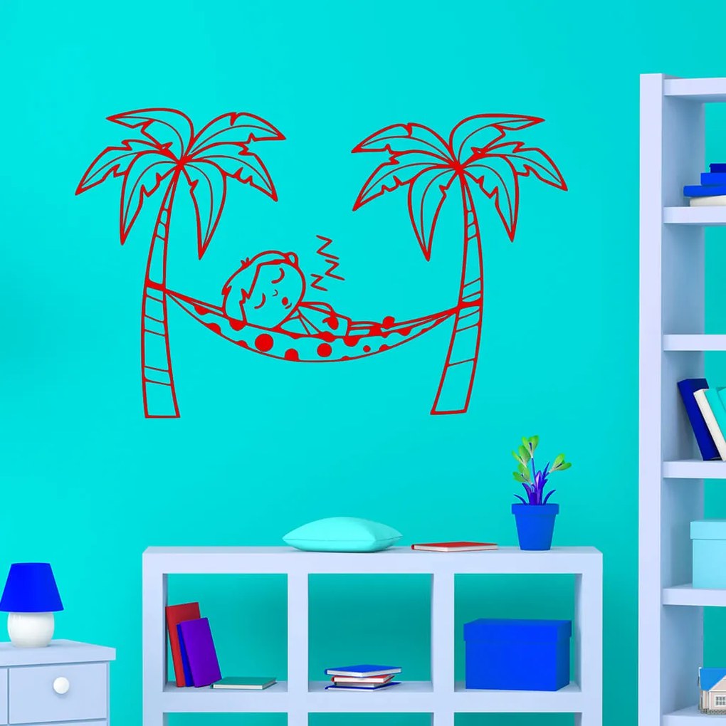 Veselá Stena Samolepka Chlapček v sieti Farba: fialová, Veľkosť: 100 x 69 cm