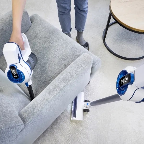 Niceboy ION Hurricane H5- Bezdrôtový tyčový vysávač 2v1 150W/2200 mAh biela/modrá