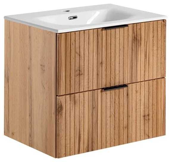 Závesná skrinka Casad so zápustným umývadlom 60 cm dub wotan/biela