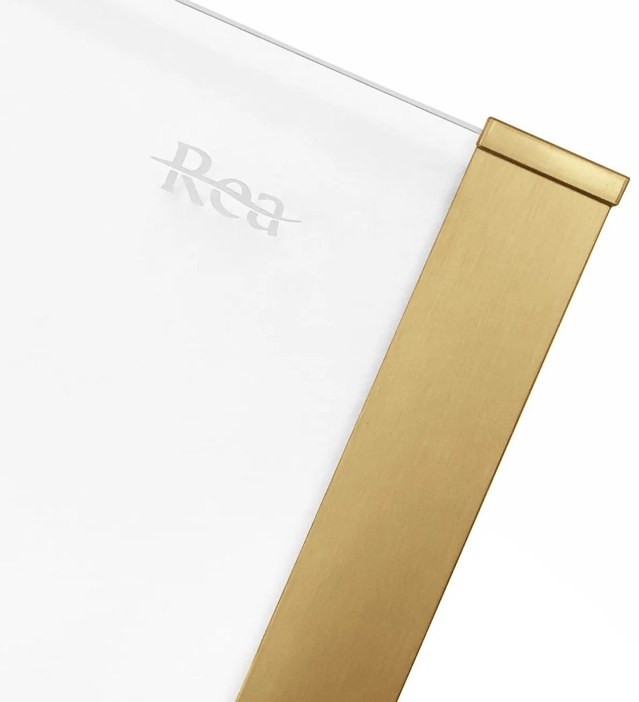 Rea Solar, sprchovací kút s posuvnými dverami 100x80 cm + čierna sprchová vanička Savoy, zlatá matná, KPL-96021