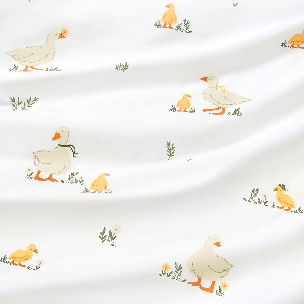 Goldea veľkonočné bavlnené posteľné obliečky duo - kačice so žltou 140 x 200 a 70 x 90 cm
