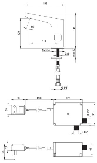 Deante BQH_N29V - bezdotyková batéria HIACYNT 230/6V čierna