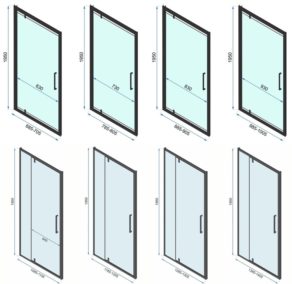 Rea Rapid Swing, 3-stenový sprchovací kút 100 (dvere) x 90 (stena) x 90 (stena) x 195 cm, 6mm číre sklo, zlatý lesklý profil, KPL-09414