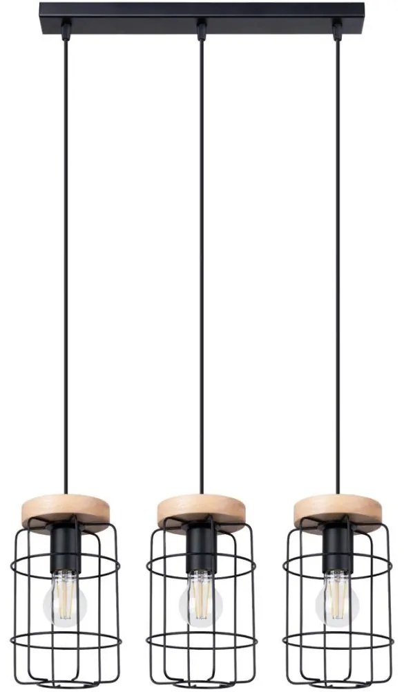 Sollux SL.1264 - Luster na lanku GOTTO 3xE27/15W/230V čierna