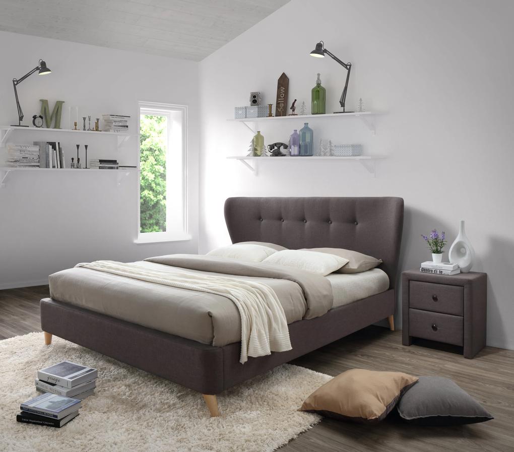 Čalúnená posteľ Vista, 160x200cm, hnedá