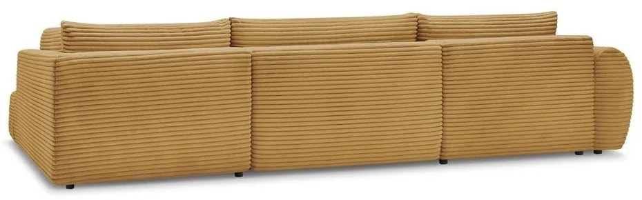 Menčestrová rozkladacia rohová pohovka v horčicovej farbe (ľavý roh/do "U") Lucien – Bobochic Paris