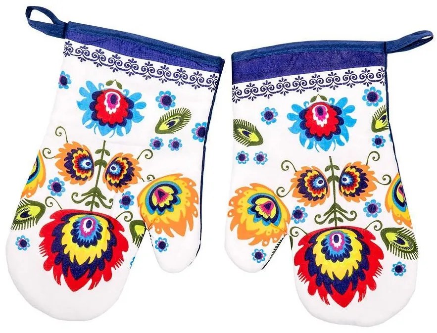 B-1 FOLK BLUE sada chňapka so zásterou
