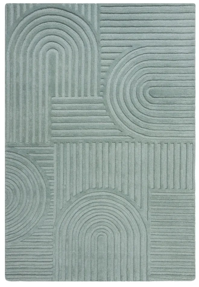 Tyrkysovomodrý vlnený koberec Flair Rugs Zen Garden, 120 x 170 cm