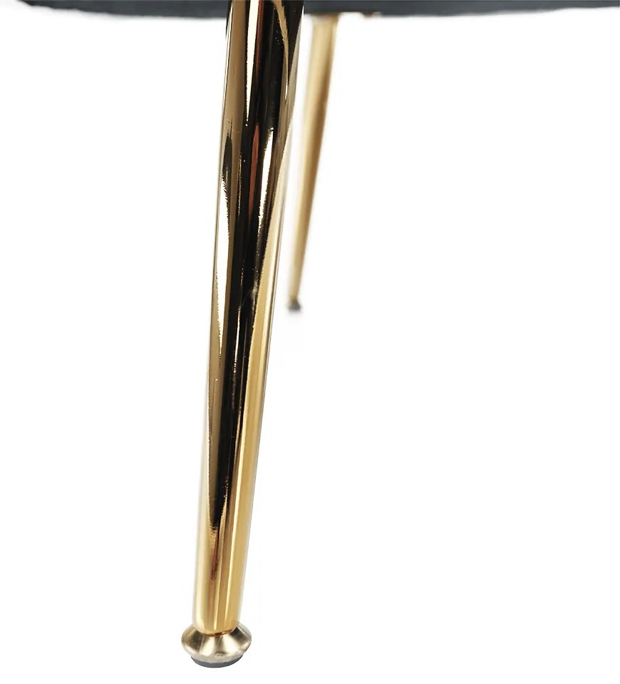 Lavica v štýle Art-deco, sivomodrá Velvet látka/gold chróm-zlatý, NOBLIN