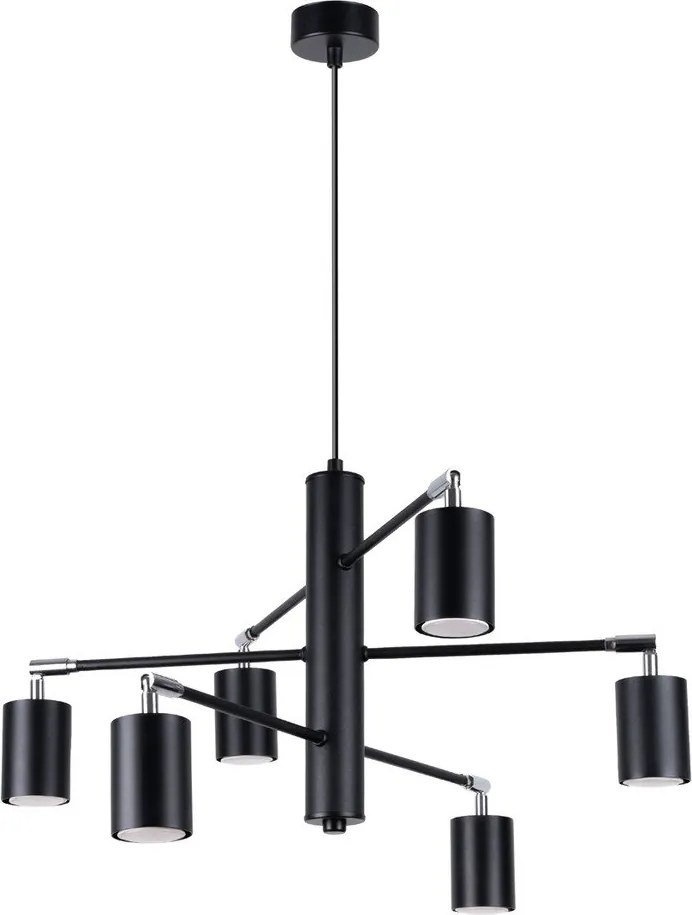 Čierne kovové závesné svietidlo Virta – Sollux