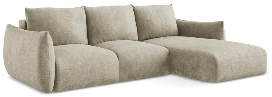 Béžová ženilková rozkladacia rohová pohovka (pravý roh/s leňoškou) Leila – Makamii