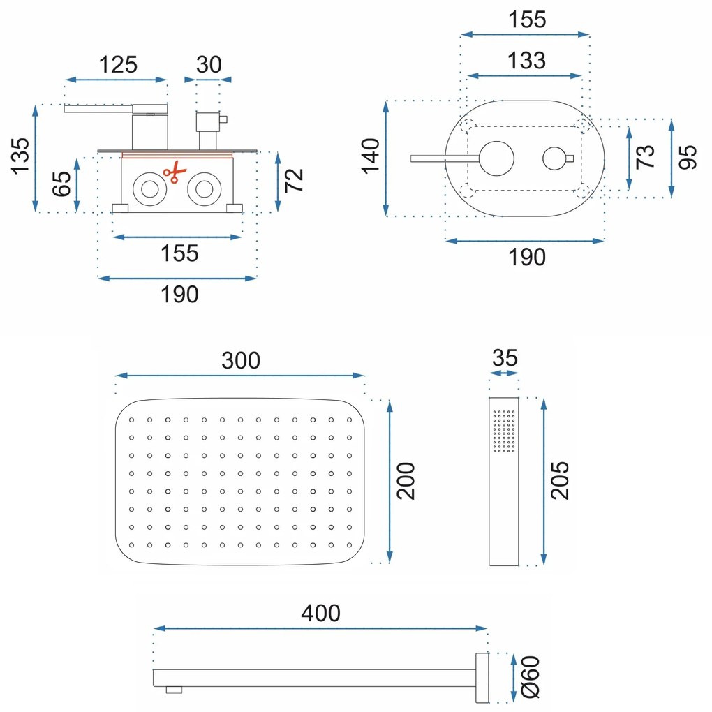 Rea Oval, podomietková sprchová sada + BOX, chrómová, REA-P8415