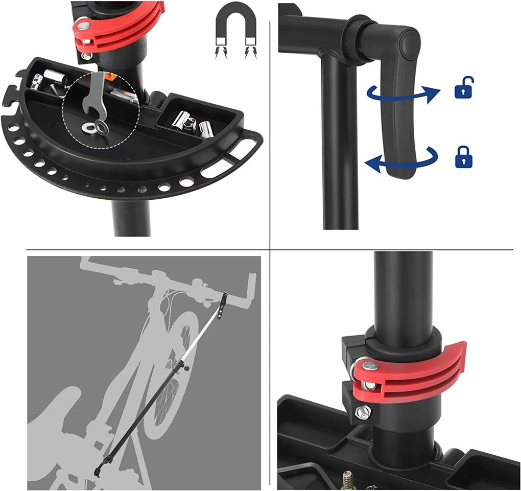 SONGMICS Montážny otočný stojan na opravu bicyklov čierny