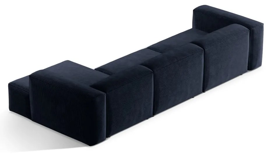 Tmavomodrá menčestrová rohová pohovka (pravý roh/s leňoškou) Bergamo – Cosmopolitan Design