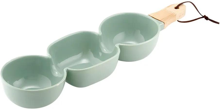 Zelená trojitá servírovacia porcelánová miska Ladelle Classic