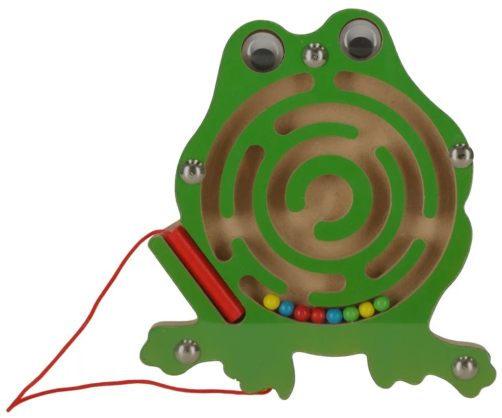 KIK Magnetické žabie bludisko s magnetickým štýlusom – guľôčkové puzzle pre deti