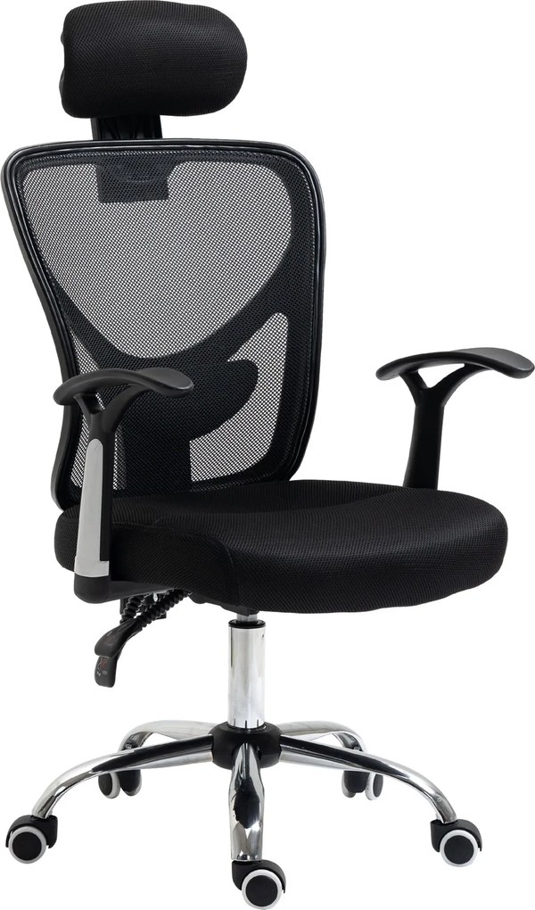 Vinsetto Ergonomická kancelárska stolička s nastaviteľnou výškou a sklápacou funkciou 62x67x108-118 cm Čierna | Aosom