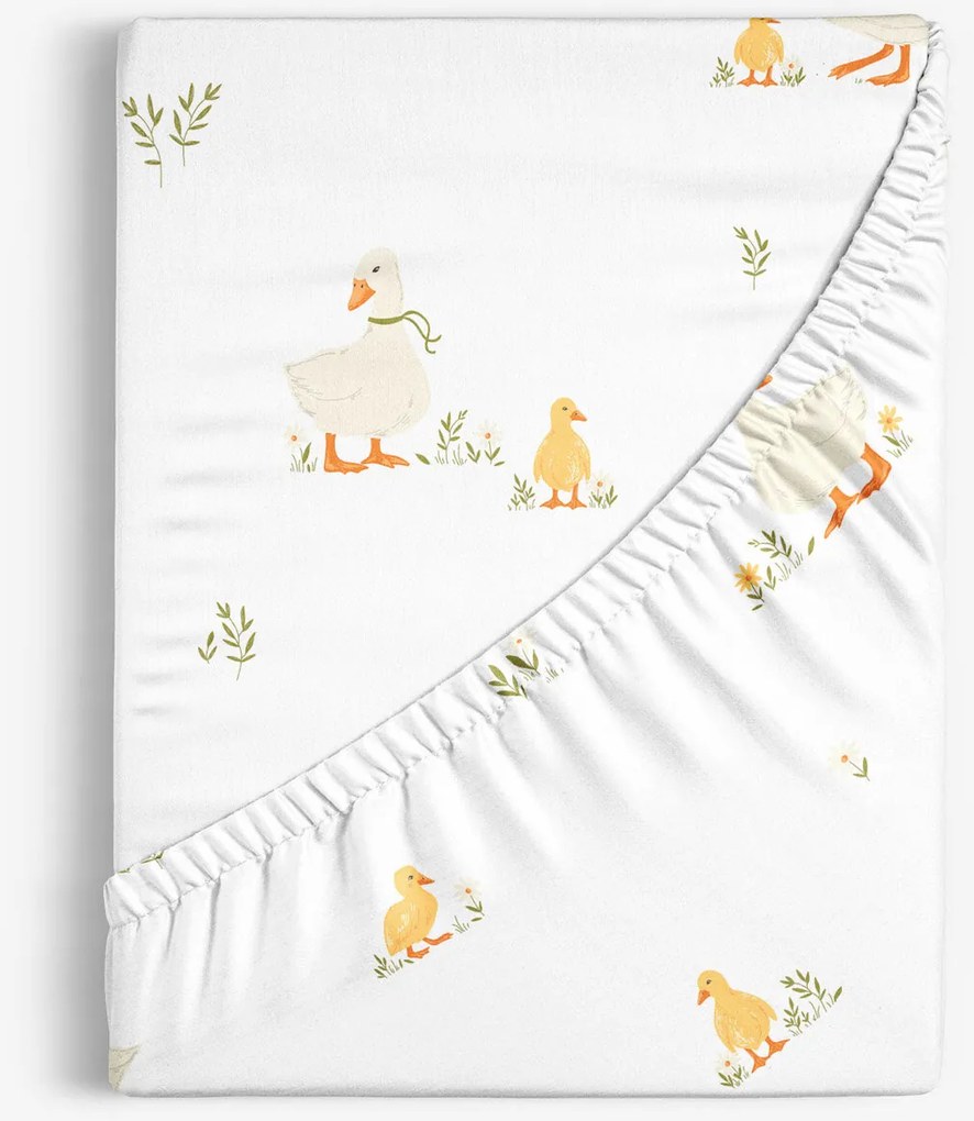 Goldea veľkonočná bavlnená napínacia plachta - kačice 90 x 200 cm