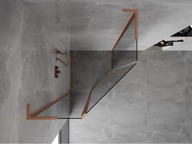 Mexen Mist L, päťuholníkový sprchový kút s krídlovými dverami, 90 x 90 cm, 8mm číre sklo, medený profil, 8A8L-090-090-65-00
