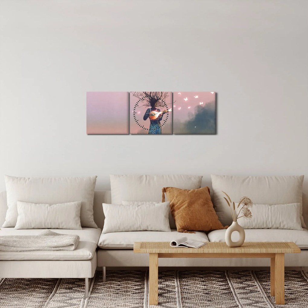 Obraz - Oživená príroda (s hodinami) (90x30 cm)