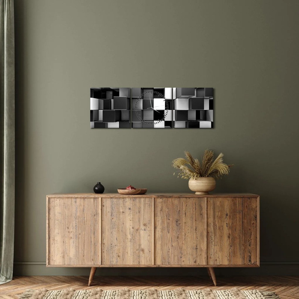 Obraz - Kocky (s hodinami) (90x30 cm)