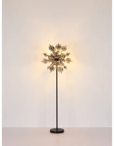 Globo 15633SS - Stojacia lampa UDO 6xE14/25W/230V čierna/dymová