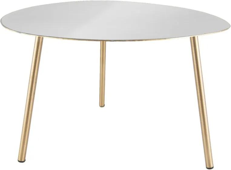 Biely príručný stolík s pozlátenými nohami Leitmotiv Ovoid, 64 × 58 × 42 cm