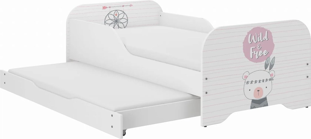 Wooden Toys Detská posteľ MIKI 160x80 MEDVEDÍK INDIÁN s funkciou na spanie