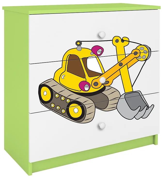 Detská komoda Babydreams zelená – Rýpadlo