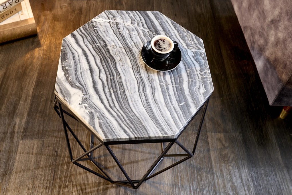 Konferenčný stolík Diamond 50cm mramor čierna šedá