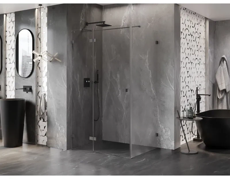 Mexen Lunar T, sklápací sprchový kút ľavý 135 x 90 cm, 8mm číre sklo, profil grafit brúsený, 834T-135-090-66-00-L