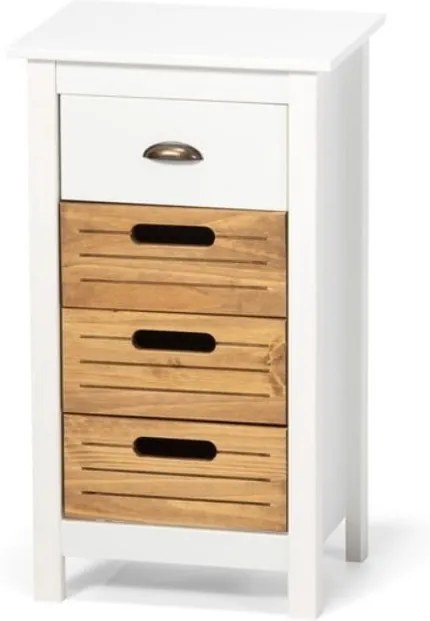 Biela skrinka z borovicového dreva so 4 zásuvkami loomi.design Ibiza