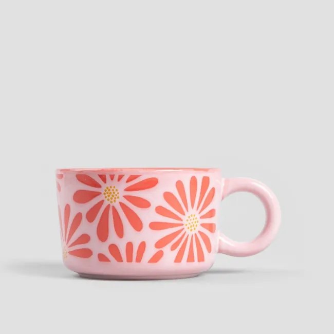 Hrnček FABIA nízky, ružový s kvetmi 732140 450 ml