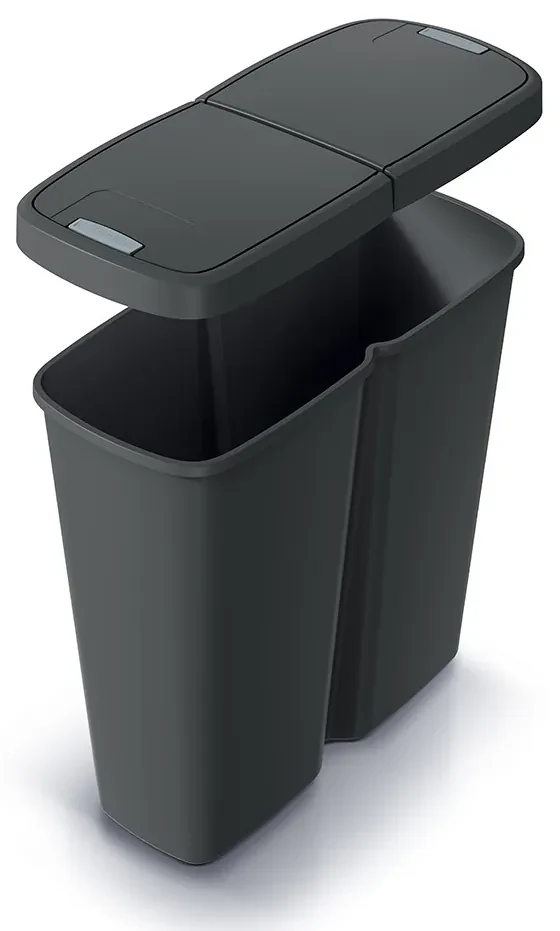 Odpadkový kôš DUO čierny, 50 l, čierna
