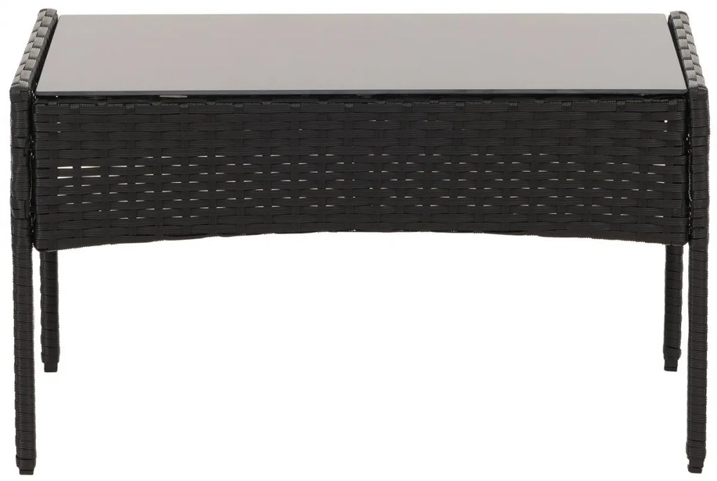 Záhradná súprava 2 kresiel, pohovky a stolíka HWC-N98 - antracit, krémový vankúš