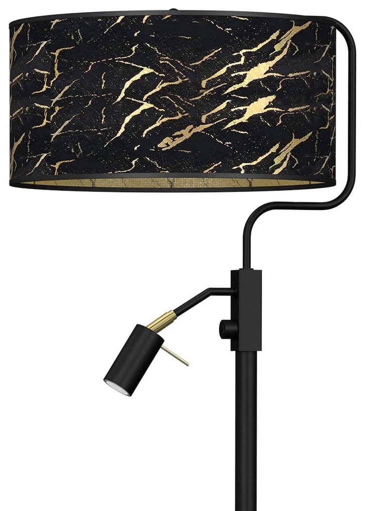 EUlight Stojacia lampa Senso, 1x čierne/zlaté textilné tienidlo + 1x čierne kovové tienidlo, b/g