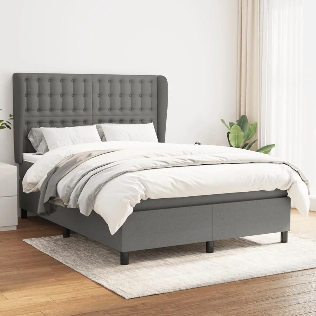 Boxspring posteľ s matracom tmavosivá 140x200 cm látka 3128286