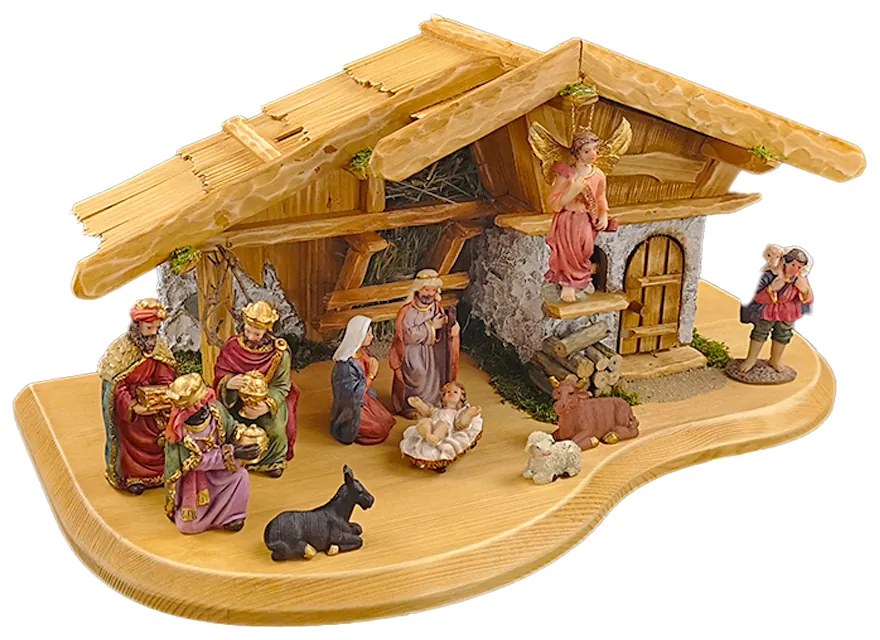 AMADEA Drevený betlehem BEZ FIGURÍK 45 cm