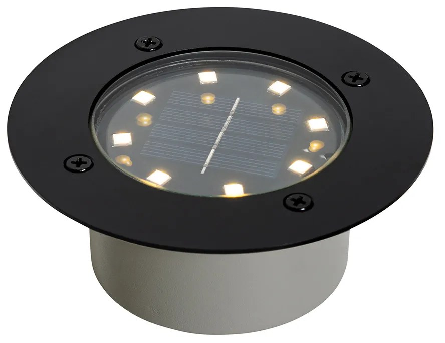 Sada 6 zemných reflektorov čiernych vrátane LED IP65 solárnych - Terry