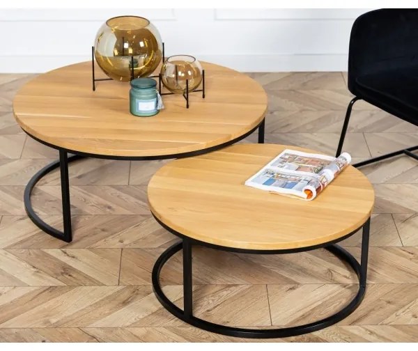 SADA 2x Konferenčný stolík OAKLOFT 38x90 cm čierna/dub