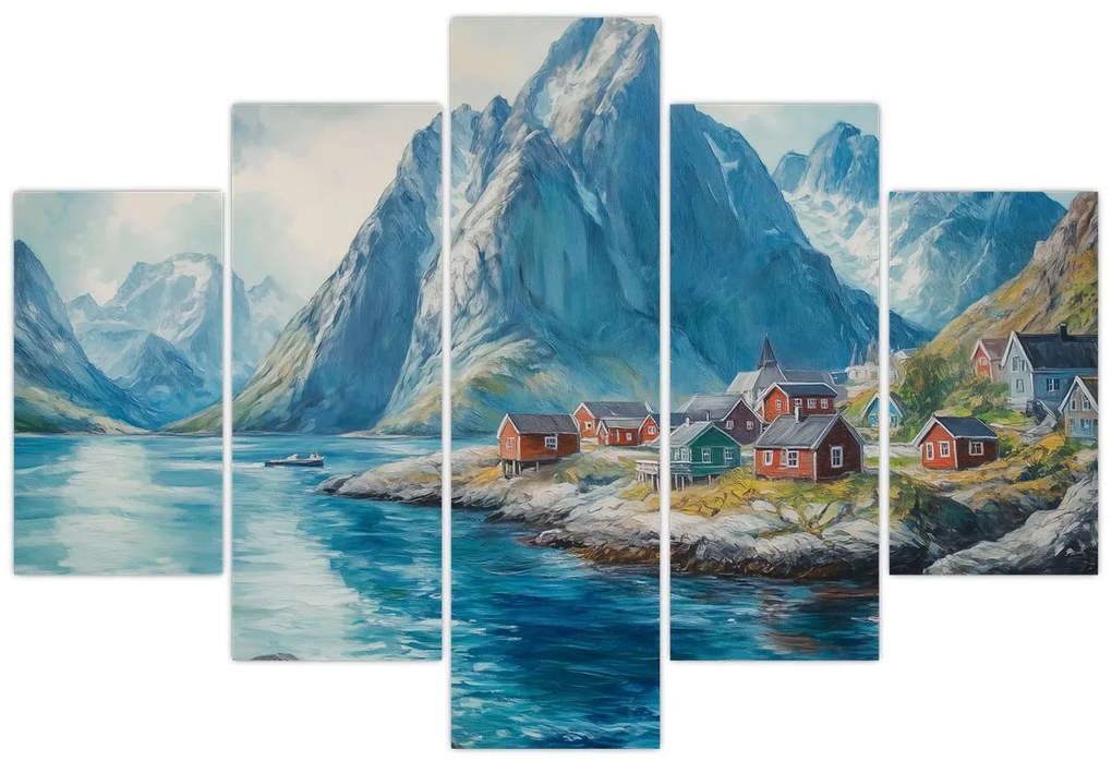 Obraz - Nórska dedinka (150x105 cm)